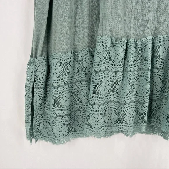 LOGO Linens Lori Goldstein Sleeveless Aqua Teal Midi Dress Lace Hem Flowy 3X - Picture 7 of 12